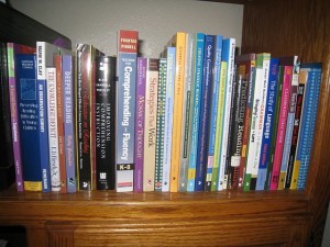a photo of some of the professional books in my To-Be-Read pile